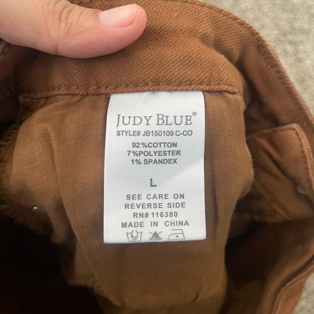 Women’s Judy Blue Mid-Rise Cut Off Frayed Brown Shorts Size L - Picture 8 of 8
